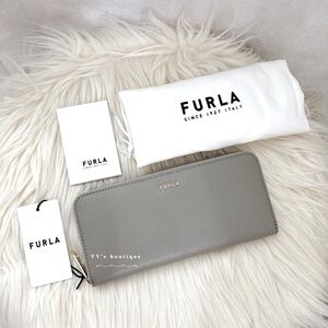NWT Furla Classic Saffiano Leather Continental Long Zip Wallet Marmo Grey